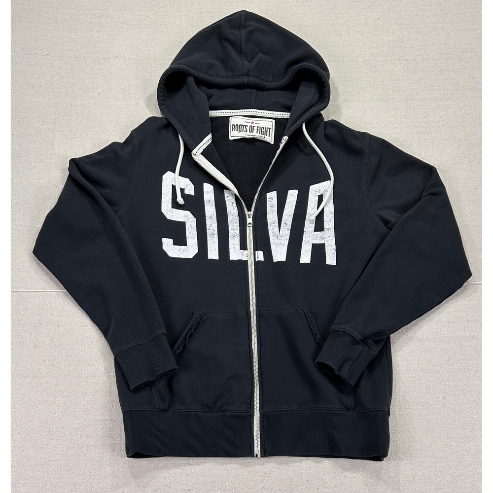 Roots of Fight Anderson Silva Men's Large Hoodie‎ The Spider MMA Full Zip Black
